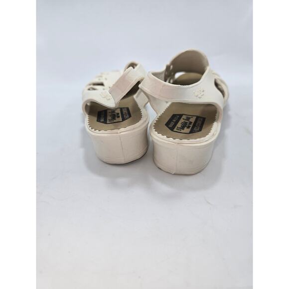 Happy Feet Vintage 70s Low Heel Strap Sandals in white‎ Size 8.5/26 - Picture 5 of 6